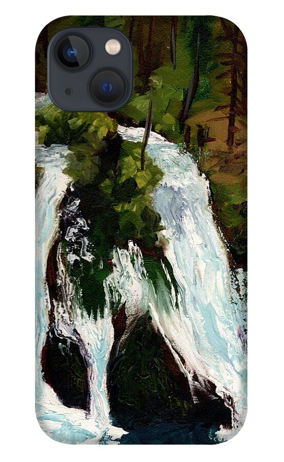 Waterfall iPhone 13 Case featuring the painting McArthur-Burney Falls II by Alice Leggett