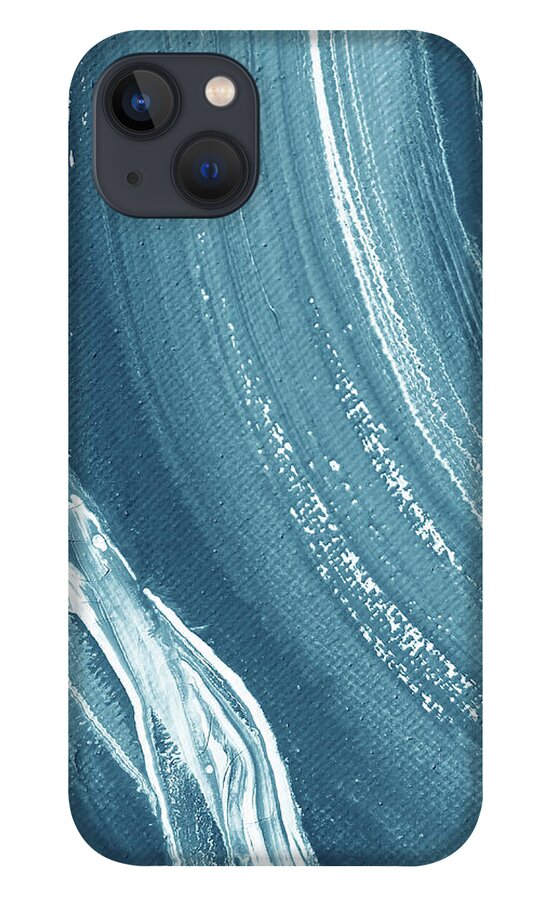 Teal Blue iPhone 13 Case featuring the painting Meditate On The Wave Peaceful Contemporary Beach Art Sea And Ocean Teal Blue II by Irina Sztukowski
