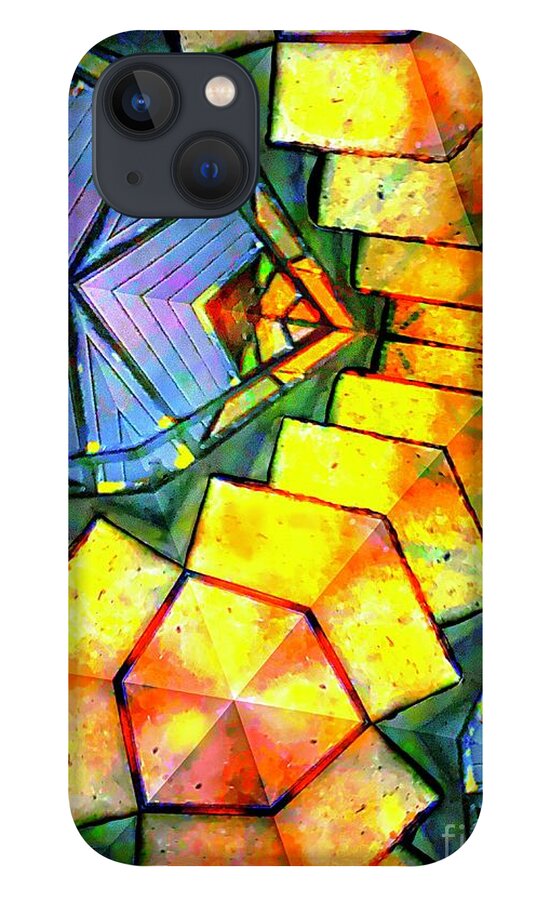 Optics Euphoria Stain Glass iPhone 13 Case featuring the digital art MezzMe by Glenn Hernandez
