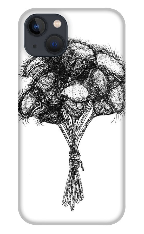 Protozoa iPhone 13 Case featuring the drawing Microscopic Bouquet by Kate Solbakk