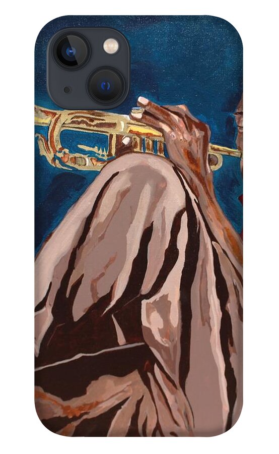  iPhone 13 Case featuring the painting Miles Davis-Backstage by Bill Manson