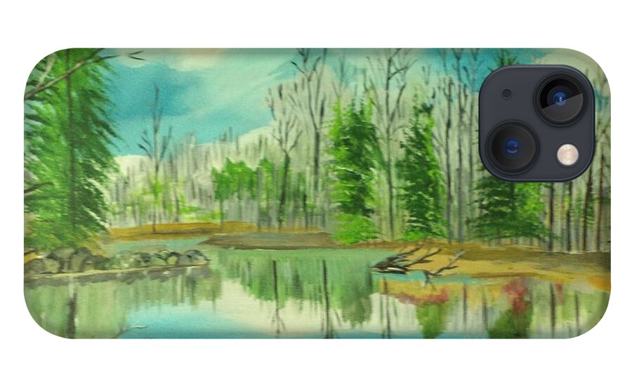 Donnsart1 iPhone 13 Case featuring the painting Mirror Lake Painting # 158 by Donald Northup