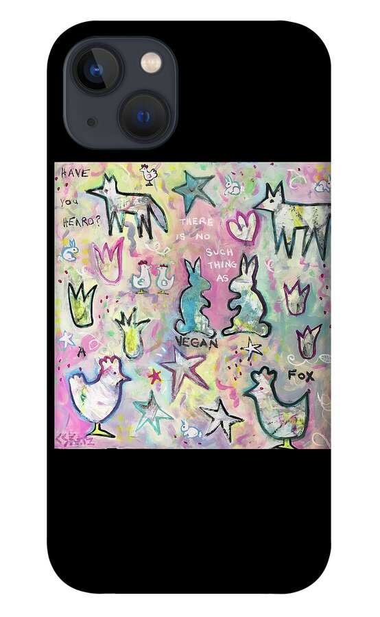 Bunnies iPhone 13 Case featuring the painting Modern Fairy Tale by Cyndie Katz