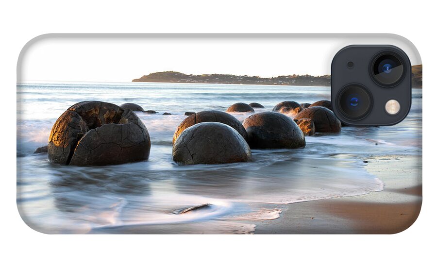 Moeraki iPhone 13 Case featuring the photograph Tranquility - Moeraki Boulders, South Island. New Zealand by Earth And Spirit