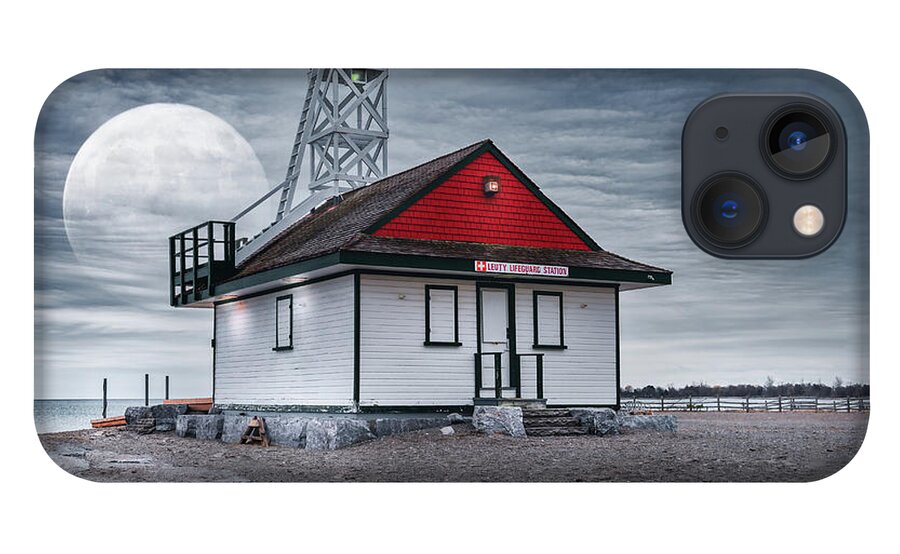 Leuty Lifeguard Station iPhone 13 Case featuring the photograph Moon Over the Lifeguard Station by Dee Potter