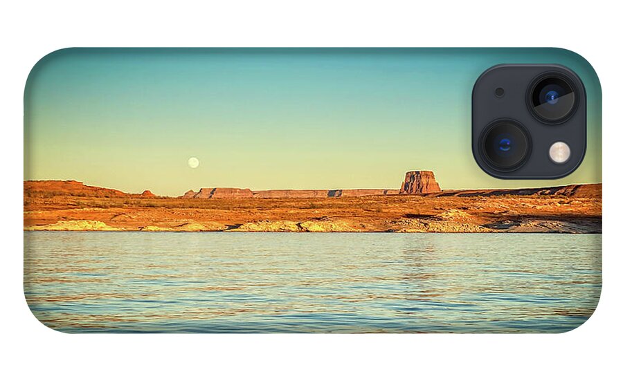 Lake Powell iPhone 13 Case featuring the photograph Moon rise over Warm Creek Bay by Bradley Morris