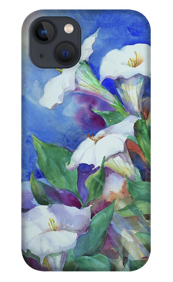 Moonflowers iPhone 13 Case featuring the painting Moonstruck by Sue Kemp