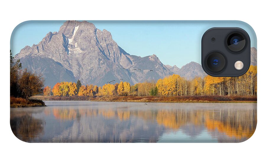 Canada Goose iPhone 13 Case featuring the photograph Morning at Oxbow Bend by Robert Carter