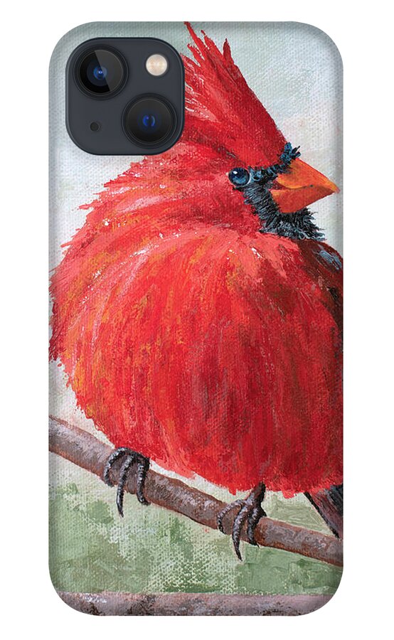 Cardinal iPhone 13 Case featuring the painting Morning Song - Cardinal Painting by Annie Troe
