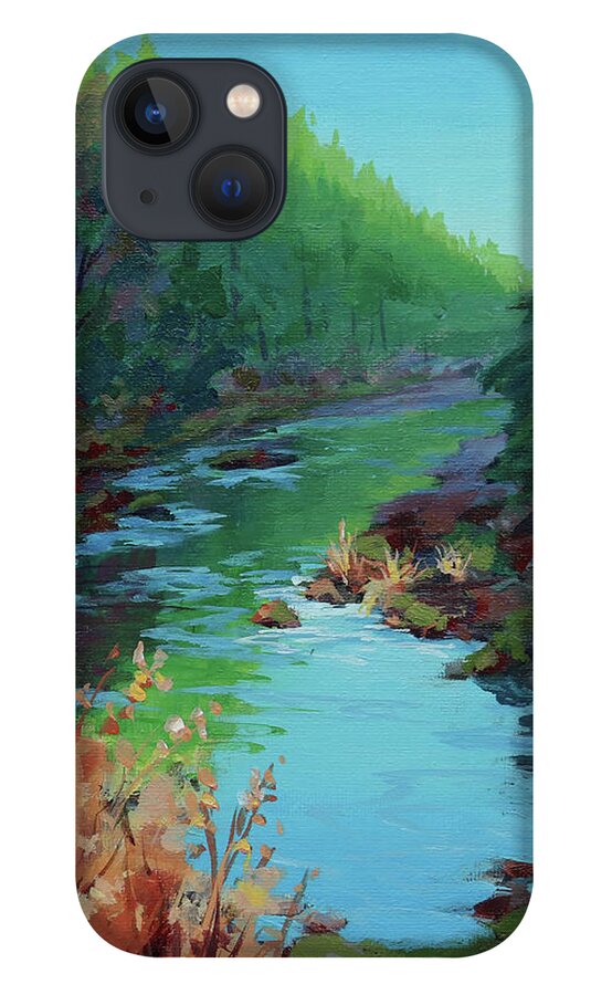 River iPhone 13 Case featuring the painting Morning Sunlight by Karen Ilari