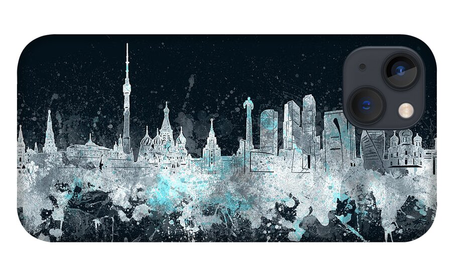 Moscow iPhone 13 Case featuring the digital art Moscow Skyline Artistic V4 by Bekim M
