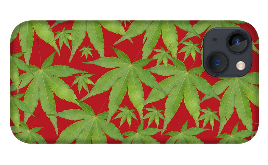 Pop Art iPhone 13 Case featuring the photograph Multi Leaf on Red by Steve Ladner