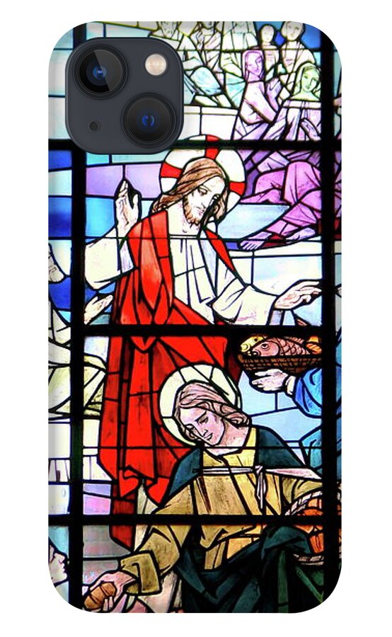 Multiplication Of Loaves And Fishes Stained Glass Windows Saint Michaels Church Buffalo Ny iPhone 13 Case featuring the photograph Multiplication of Loaves And Fishes Stained Glass Windows Saint Michaels Church Buffalo NY by Rose Santuci-Sofranko
