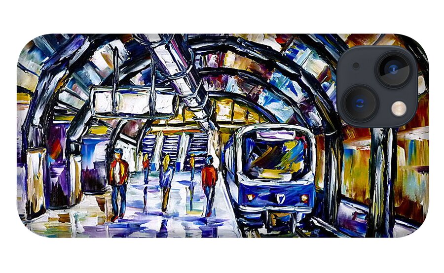Munich Theresienwiese iPhone 13 Case featuring the painting Munich Subway by Mirek Kuzniar