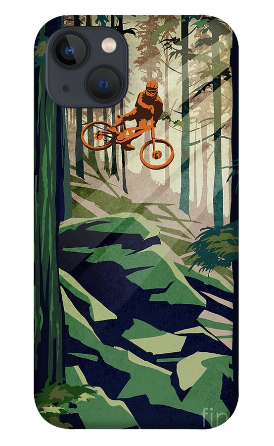 Cycling Art iPhone 13 Case featuring the painting my therapy Revelstoke by Sassan Filsoof