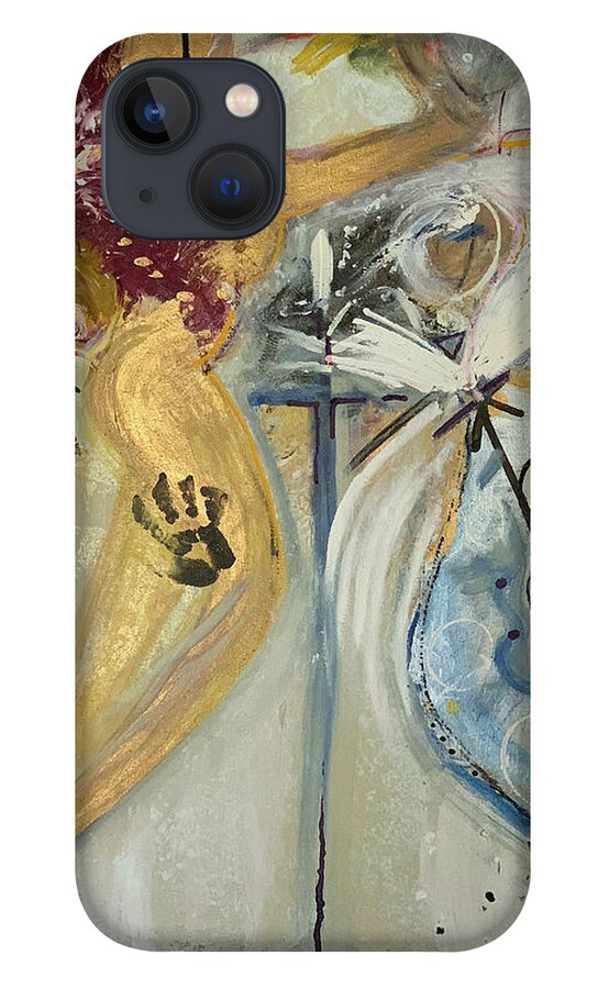 Angels iPhone 13 Case featuring the painting Mysterious Angel by Leslie Porter