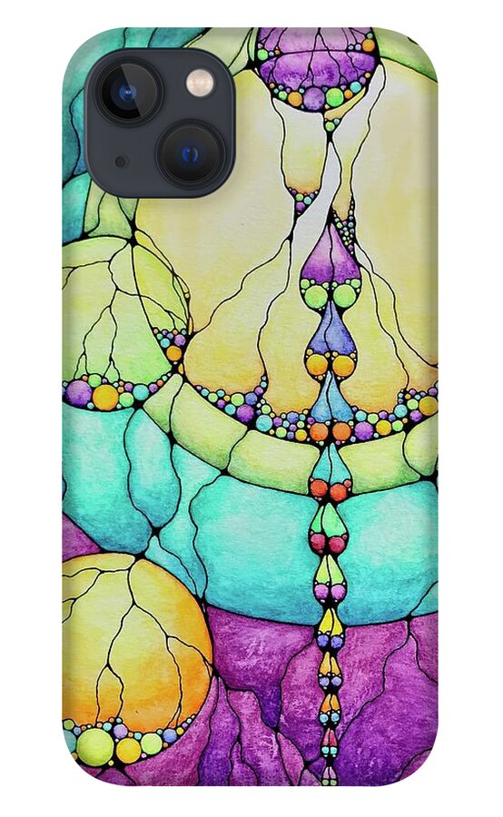 Kim Mcclinton iPhone 13 Case featuring the drawing Neural Bubbles by Kim McClinton