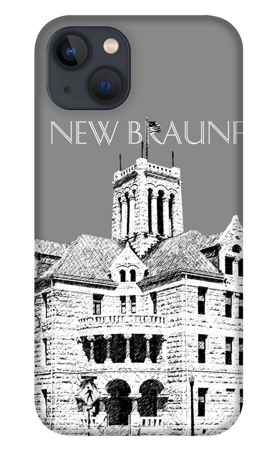 New Braunfels iPhone 13 Case featuring the digital art New Braunfels Skyline - Pewter by DB Artist