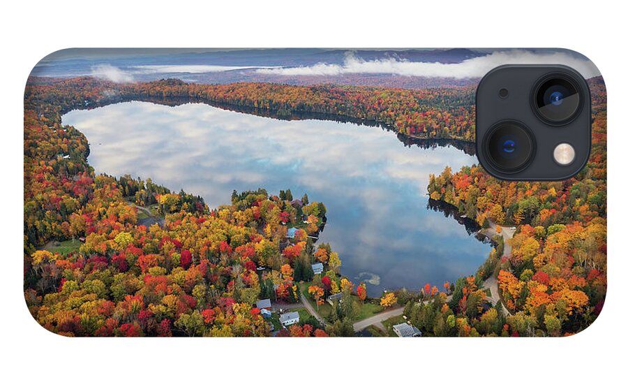  iPhone 13 Case featuring the photograph Newark Pond Vermont Fall Reflection #3 by John Rowe
