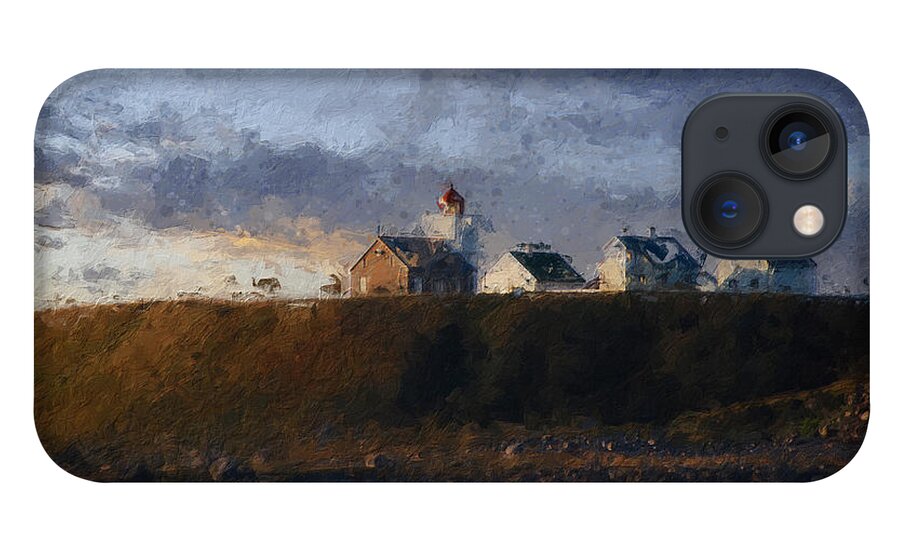 Lighthouse iPhone 13 Case featuring the digital art Obrestad lighthouse by Geir Rosset