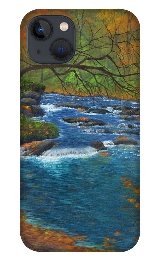 River iPhone 13 Case featuring the painting Oconaluftee River by Marlene Little