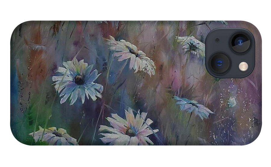 Landscape iPhone 13 Case featuring the painting On a Bed of Daisies by Sheila Romard