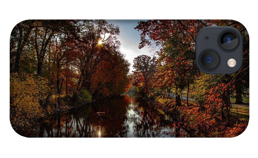 Michigan State University iPhone 13 Case featuring the photograph On the banks of the Red Cedar in the fall by Eldon McGraw