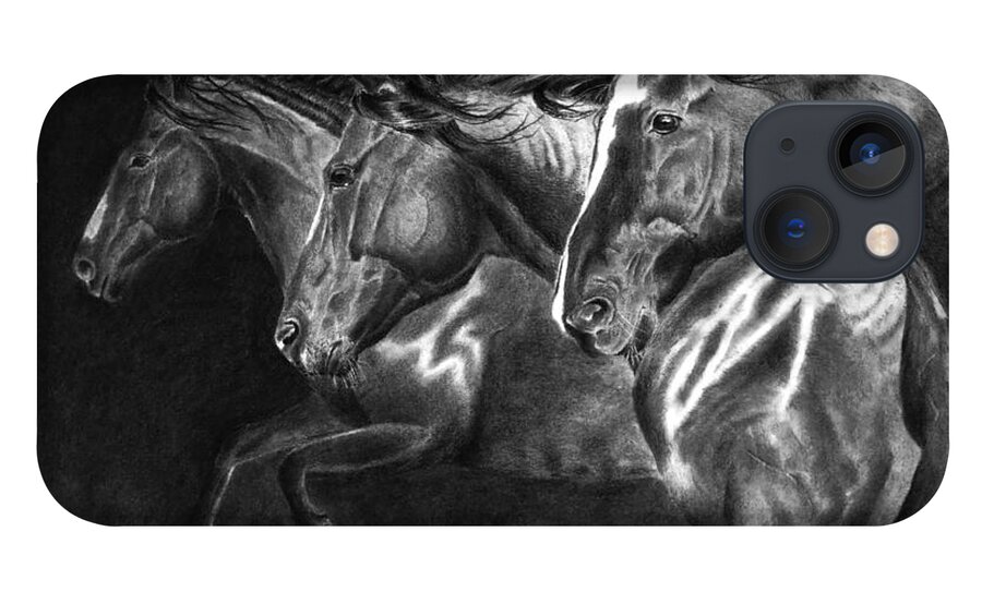 Mustang iPhone 13 Case featuring the drawing One Way by Greg Fox