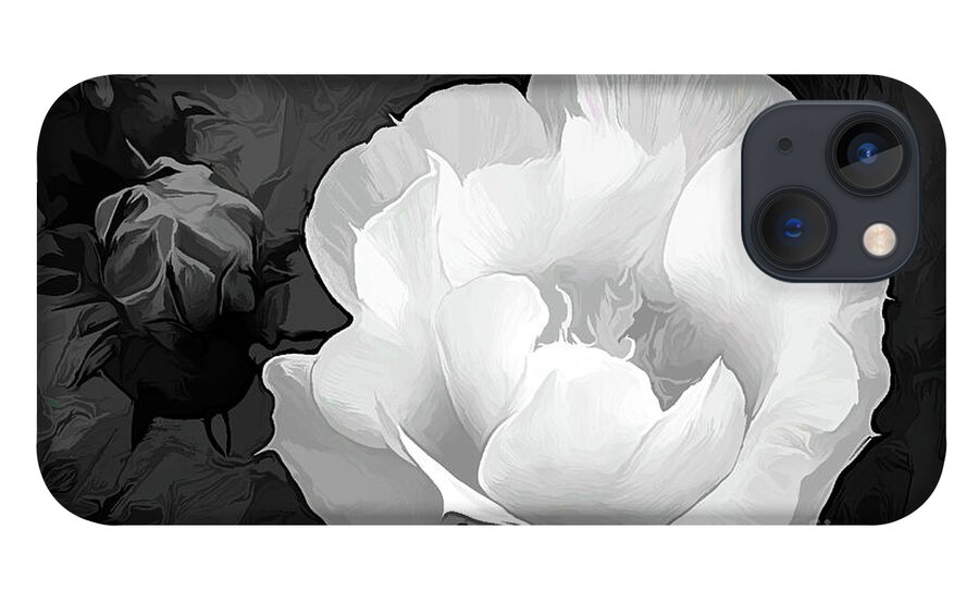 Prickly Pear iPhone 13 Case featuring the photograph Opuntia Flower in Acrylic BW by Diana Mary Sharpton