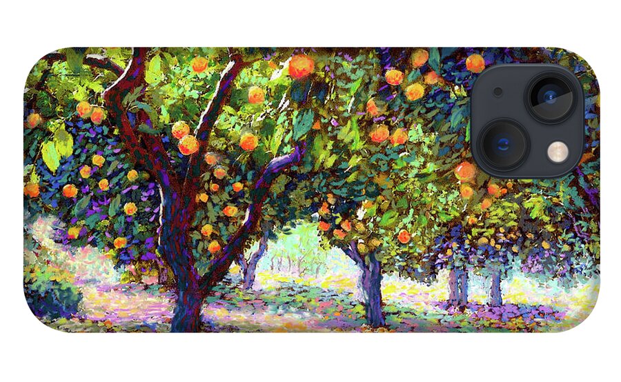 Landscape iPhone 13 Case featuring the painting Orange Grove of Citrus Fruit Trees by Jane Small