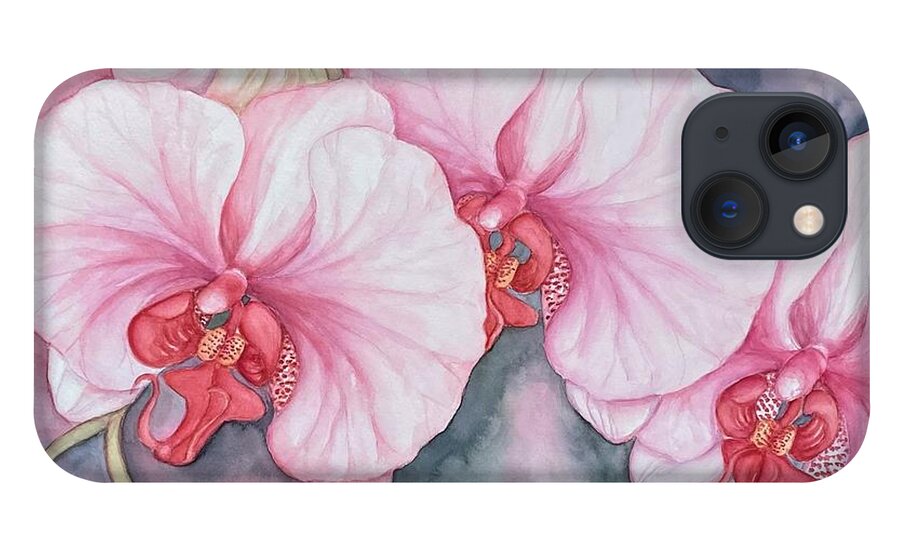 Orchids iPhone 13 Case featuring the painting Orchids, middle of winter by Inese Poga