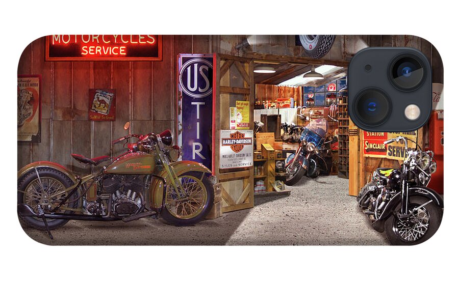 Motorcycle Shop iPhone 13 Case featuring the photograph Outside the Motorcycle Shop by Mike McGlothlen