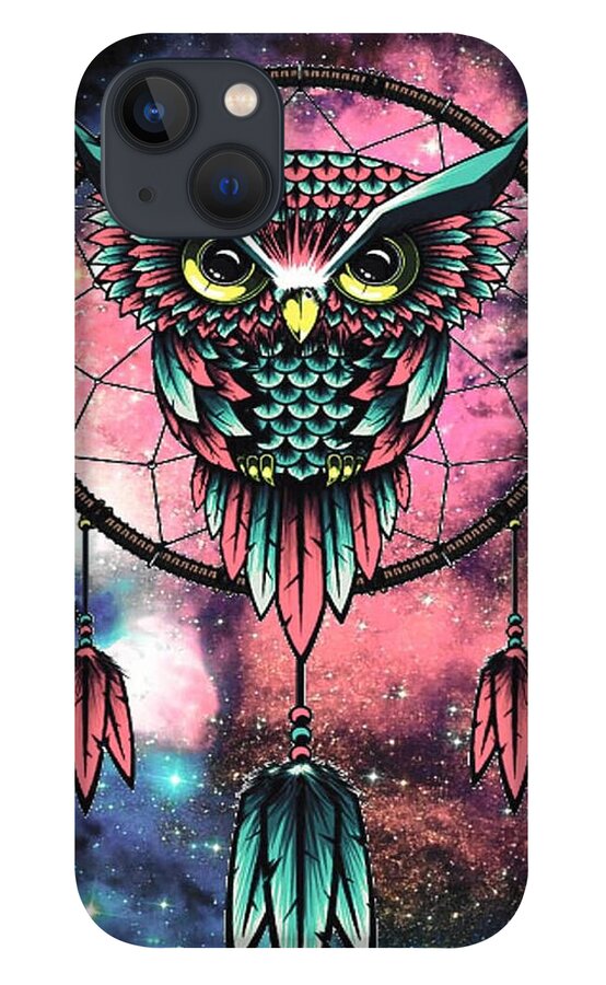 Dreamcatcher iPhone 13 Case featuring the digital art Owl dreamcatcher by Mopssy Stopsy