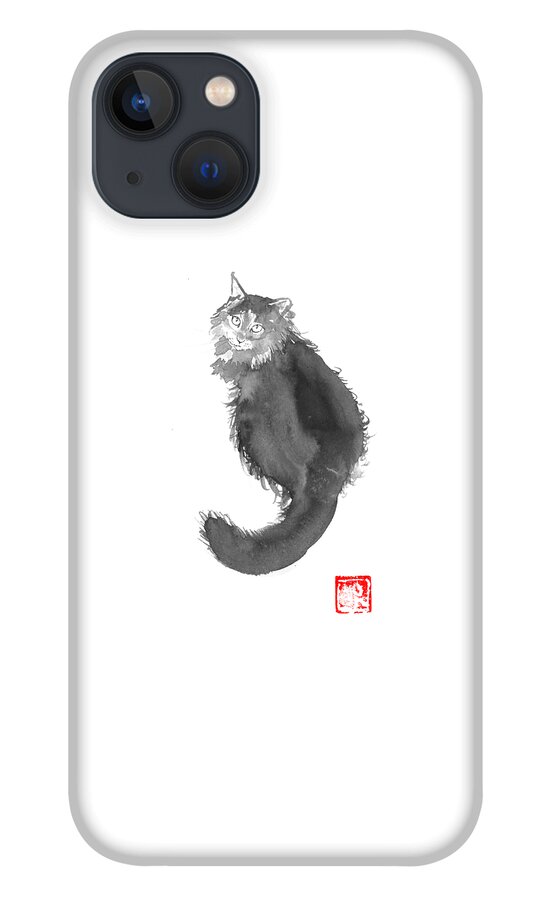 Sumie iPhone 13 Case featuring the drawing Paddie by Pechane Sumie