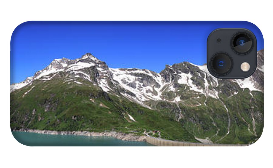 Vacation iPhone 13 Case featuring the photograph Panorama of Austrian dam Stausee Mooserboden by Vaclav Sonnek