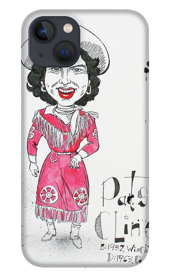  iPhone 13 Case featuring the drawing Patsy Cline by Phil Mckenney