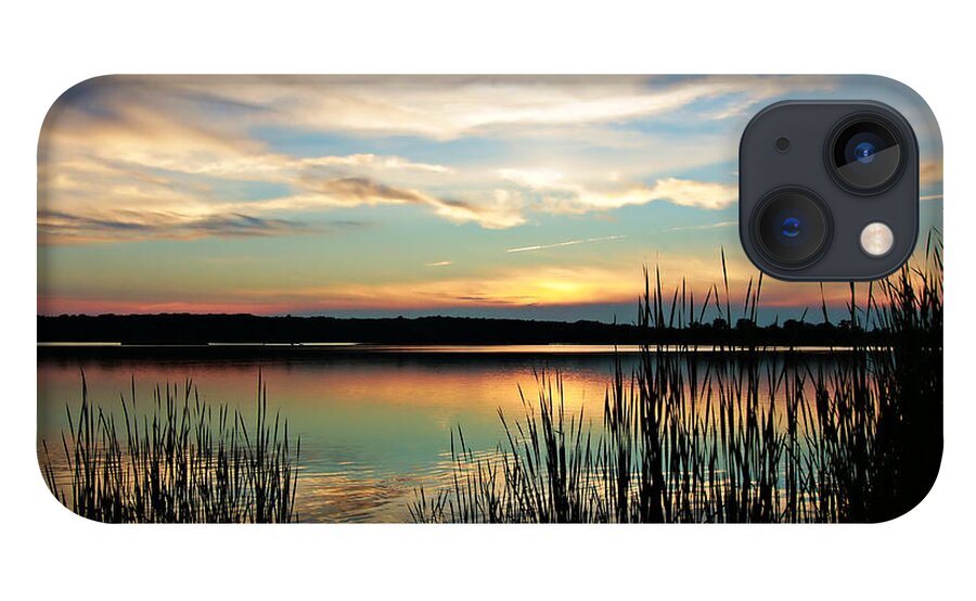 Lake Sunset iPhone 13 Case featuring the photograph Peaceful Sunset by Mary Walchuck