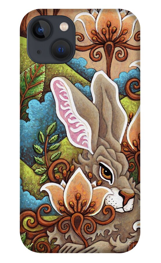 Hare iPhone 13 Case featuring the painting Peachy Persian Daydream by Amy E Fraser