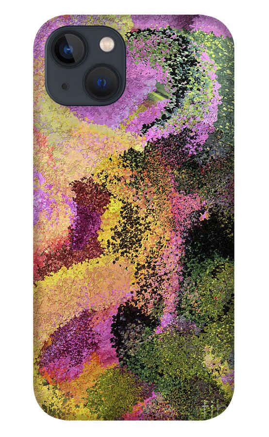 Abstract iPhone 13 Case featuring the digital art Perseverance with Purple by Bentley Davis