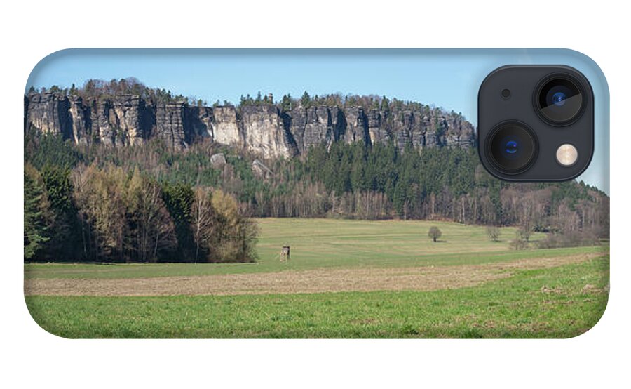 Saxon Switzerland iPhone 13 Case featuring the photograph Pfaffenstein, mountain panorama in Saxon Switzerland by Adriana Mueller