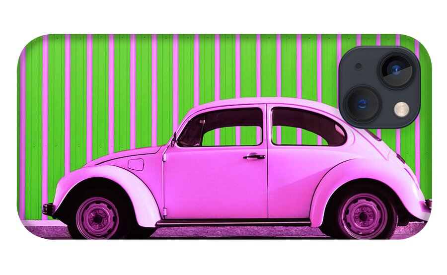 Car iPhone 13 Case featuring the photograph Pink Bug by Laura Fasulo