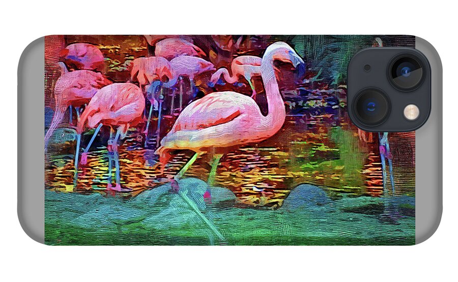 Flamingo iPhone 13 Case featuring the digital art Pink Flamingos by Kirt Tisdale