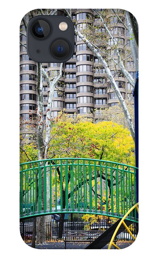 Cityscape iPhone 13 Case featuring the photograph Playground in Autumn - A Murray Hill Impression by Steve Ember