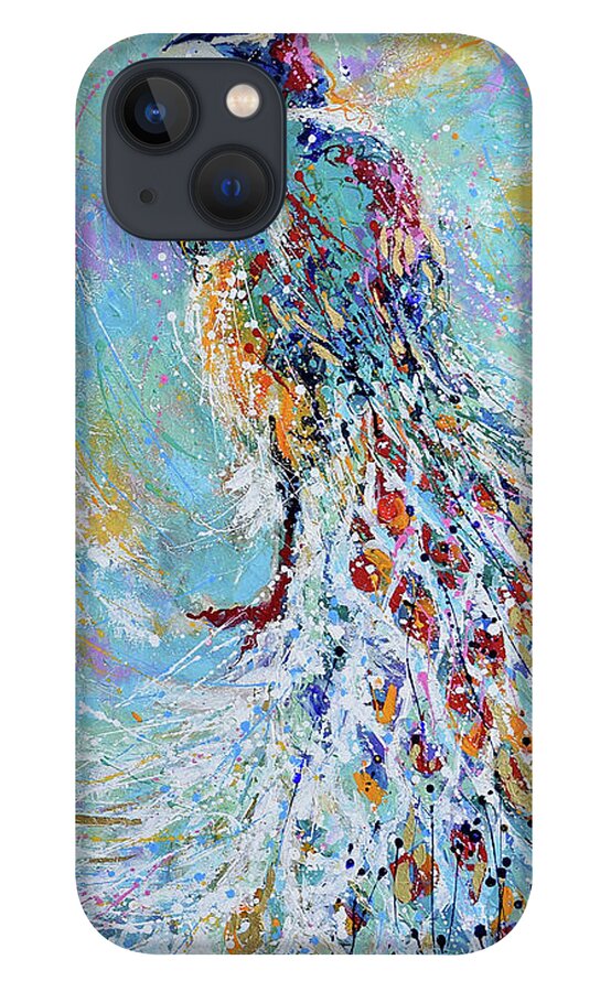 Peacock iPhone 13 Case featuring the painting Poised Glory by Jyotika Shroff