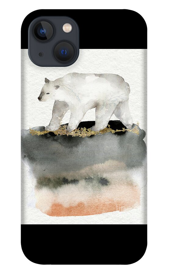 Polar Bear iPhone 13 Case featuring the painting Polar Bear Watercolor Animal Painting by Garden Of Delights