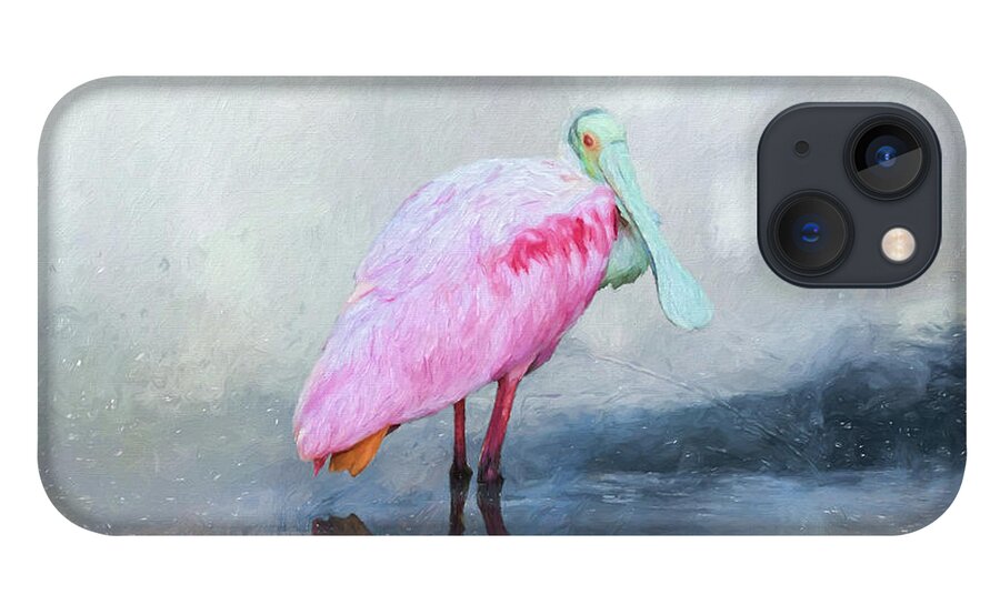 Roseate Spoonbill iPhone 13 Case featuring the digital art Pop of Pink by Jayne Carney