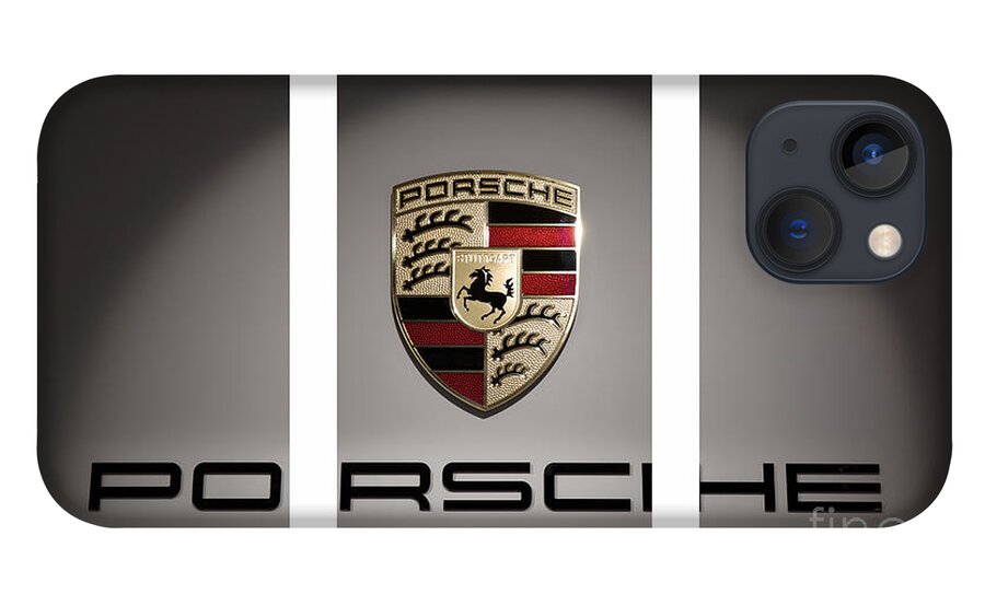 Triptych.porsche Logo iPhone 13 Case featuring the photograph Porsche Car Emblem Triptych by Stefano Senise