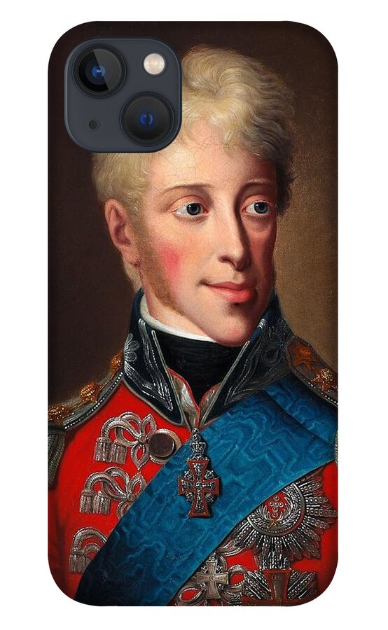 Jacket iPhone 13 Case featuring the painting Portrait of Frederik V I 1784-1839 in a red jacket and with the Order of the Elephant by Christoph Wilhelm Wohlien