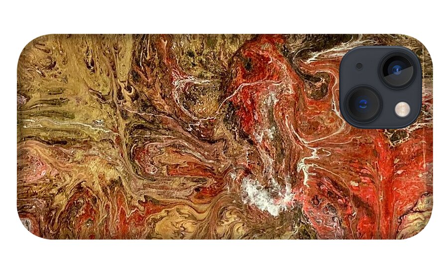 Acrylic iPhone 13 Case featuring the painting Pour II The Phoenix by David Euler