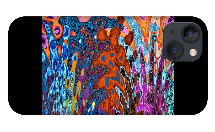 Abstract iPhone 13 Case featuring the digital art Psychedelic - Volcano Eruption by Ronald Mills